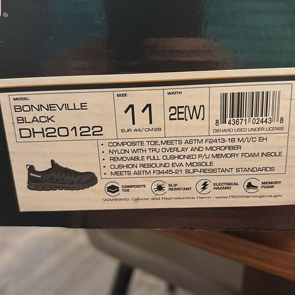 Die Hard Bonneville Black Men Comp Toe Athletic Safety Shoe Size 11 Wide DH20122 - Picture 12 of 12